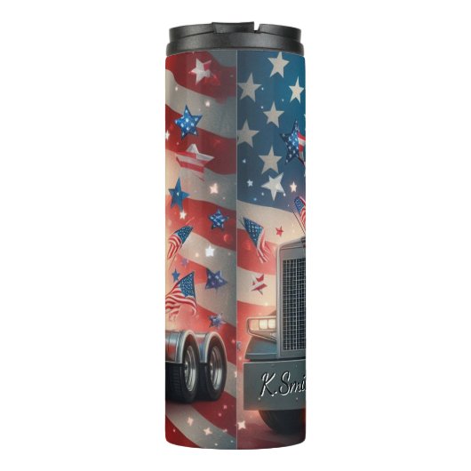 Patriottische Truck Amerikaanse viering Thermosbeker (Achterkant)