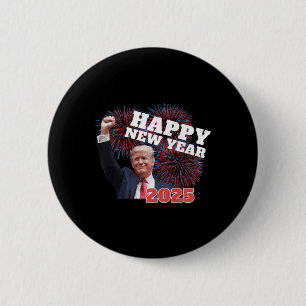 Patriottische Trump Gelukkig Nieuwjaar 2025 Conser Ronde Button 5,7 Cm