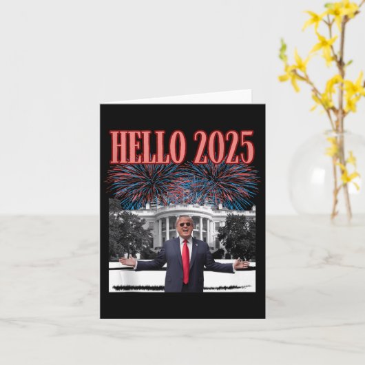 Patriottische Trump Hallo 2025 Oud en Nieuw Republ Kaart (Gele Bloem)