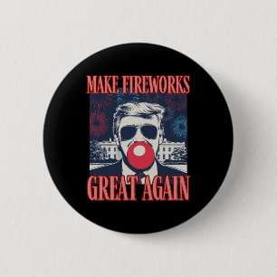 Patriottische Trump Laat Vuurwerk Weer Groot Worde Ronde Button 5,7 Cm