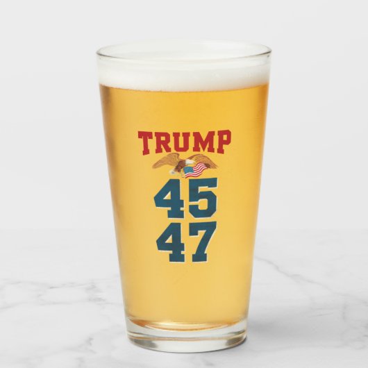 Patriottische Trump Won 45 en 47 Overwinning Winna Glas (Voorkant gevuld)