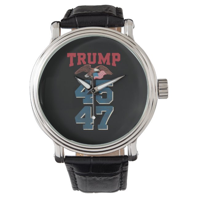 Patriottische Trump won 45 en 47 overwinningswinna Horloge (Voorkant)