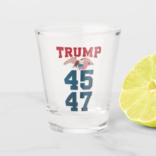 Patriottische Trump won 45 en 47 overwinningswinna Shot Glas (Voorkant)