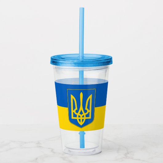 Patriottische Tumbler met vlag van Oekraïne Acryl Drinkbeker (Voorkant)