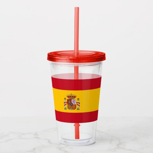 Patriottische Tumbler met vlag van Spanje Acryl Drinkbeker (Voorkant)