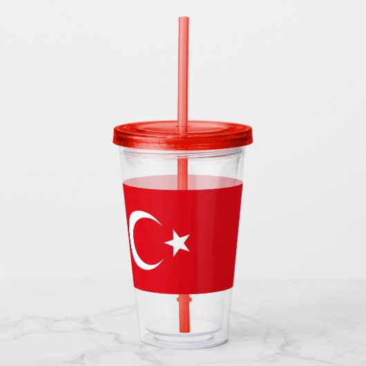 Patriottische Tumbler met vlag van Turkije Acryl Drinkbeker (Voorkant)