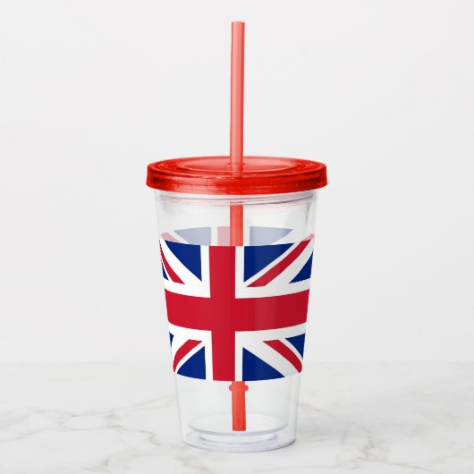 Patriottische Tumbler met vlag van Verenigd Konink Acryl Drinkbeker (Voorkant)