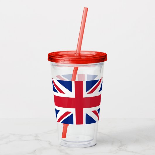 Patriottische Tumbler met vlag van Verenigd Konink Acryl Drinkbeker (Achterkant)
