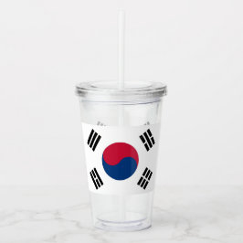 Patriottische Tumbler met vlag van Zuid-Korea Acryl Drinkbeker