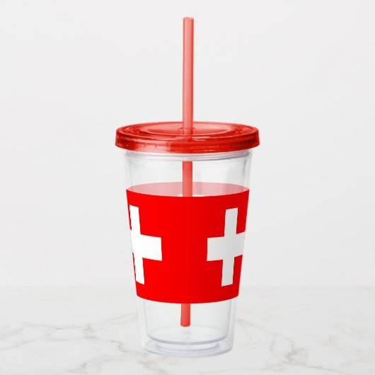 Patriottische Tumbler met vlag van Zwitserland Acryl Drinkbeker (Rechts)