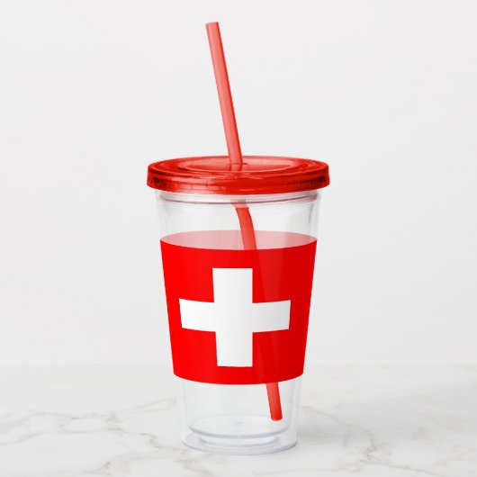 Patriottische Tumbler met vlag van Zwitserland Acryl Drinkbeker (Links)