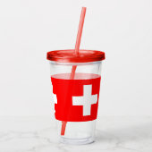 Patriottische Tumbler met vlag van Zwitserland Acryl Drinkbeker (Achterkant)