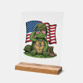 Patriottische Turtle Salute Vector Design_1 Acryl Bord (Hoek)