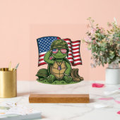 Patriottische Turtle Salute Vector Design_1 Acryl Bord (Huwelijk)