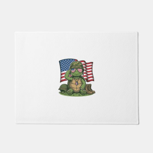 Patriottische Turtle Salute Vector Design_1 Deurmat (Voorkant)