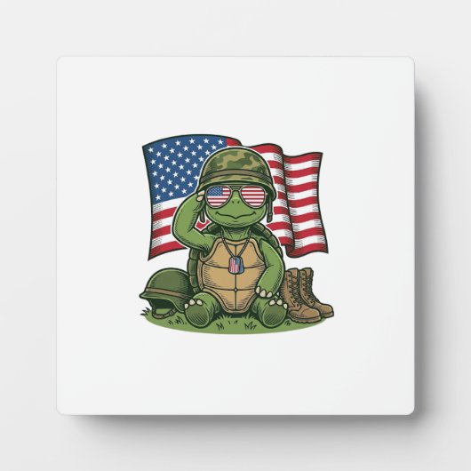 Patriottische Turtle Salute Vector Design_1 Fotoplaat (Voorkant)