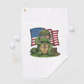 Patriottische Turtle Salute Vector Design_1 Golfhanddoek (Insitu)