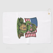 Patriottische Turtle Salute Vector Design_1 Golfhanddoek (Horizontaal)
