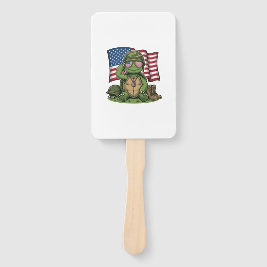 Patriottische Turtle Salute Vector Design_1 Handwaaier (Voorkant)