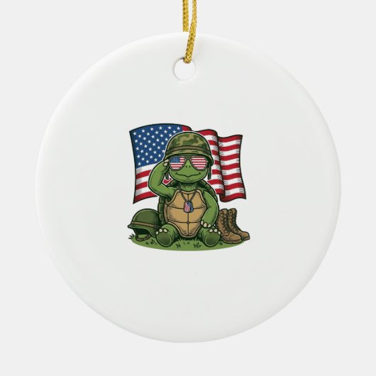 Patriottische Turtle Salute Vector Design_1 Keramisch Ornament (Voorkant)