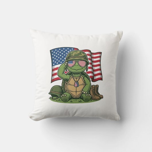 Patriottische Turtle Salute Vector Design_1 Kussen (Voorkant)