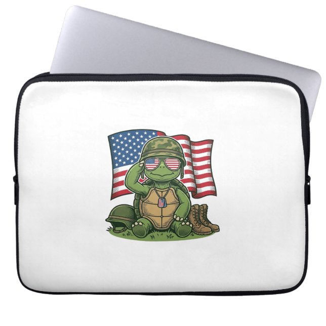 Patriottische Turtle Salute Vector Design_1 Laptop Sleeve (Voorkant)