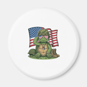 Patriottische Turtle Salute Vector Design_1 Magneet