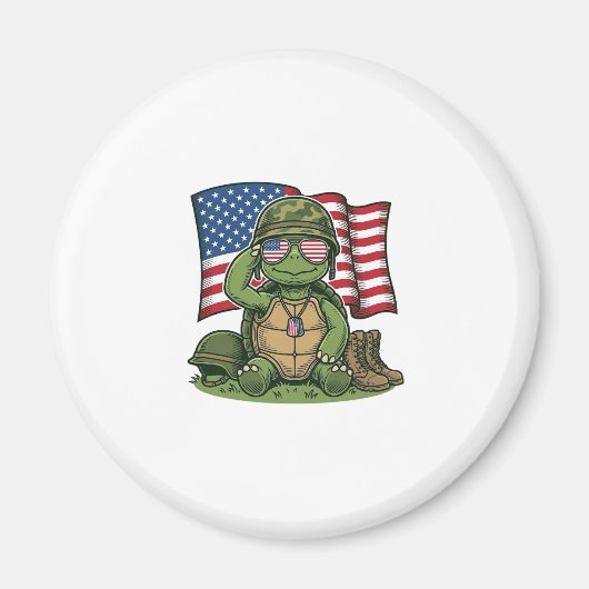 Patriottische Turtle Salute Vector Design_1 Magneet (Voorkant)