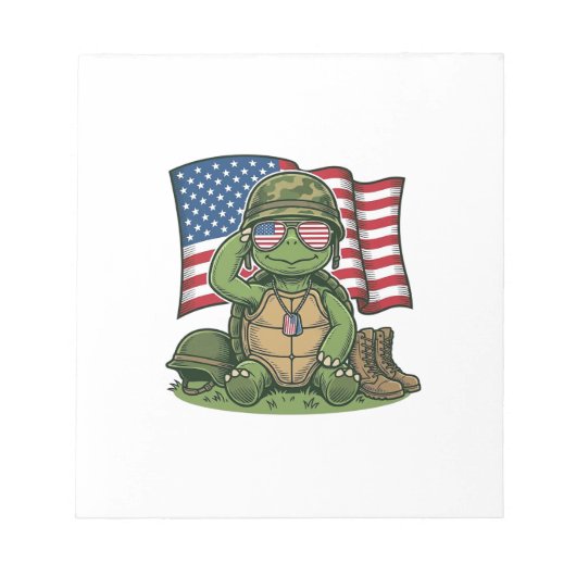 Patriottische Turtle Salute Vector Design_1 Notitieblok (Voorkant)