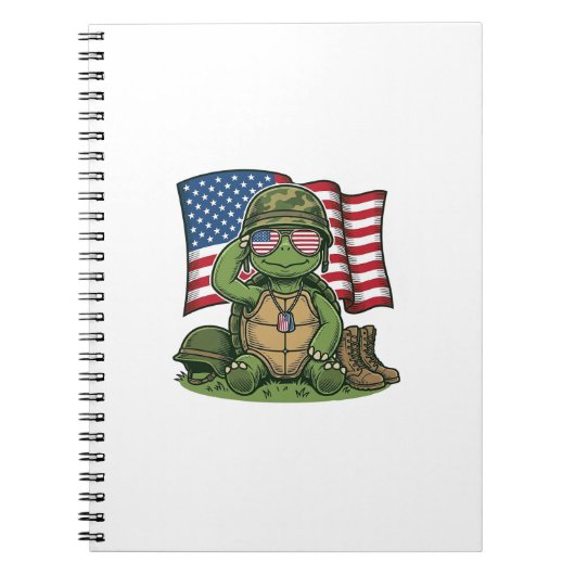 Patriottische Turtle Salute Vector Design_1 Notitieboek (Voorkant)