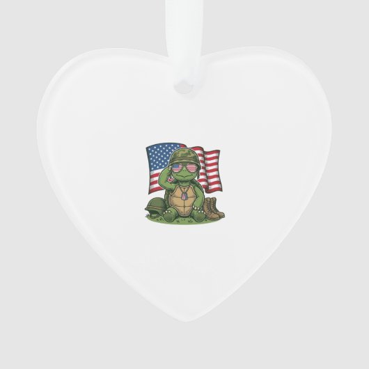 Patriottische Turtle Salute Vector Design_1 Ornament (voorkant)