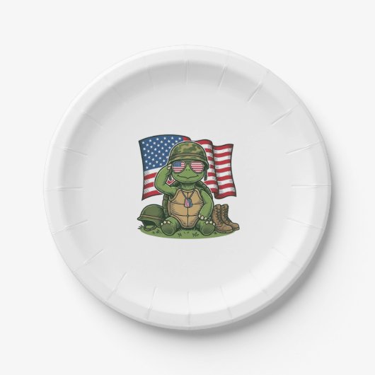 Patriottische Turtle Salute Vector Design_1 Papieren Bordje (Voorkant)