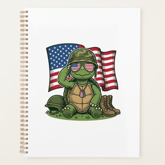 Patriottische Turtle Salute Vector Design_1 Planner (Voorkant)