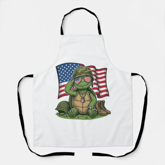 Patriottische Turtle Salute Vector Design_1 Schort (Voorkant)
