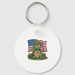 Patriottische Turtle Salute Vector Design_1 Sleutelhanger