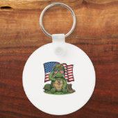 Patriottische Turtle Salute Vector Design_1 Sleutelhanger (Voorkant)