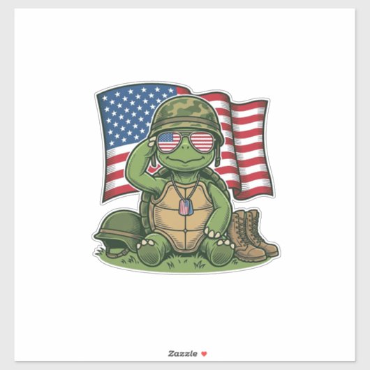 Patriottische Turtle Salute Vector Design_1 Sticker (Vel)