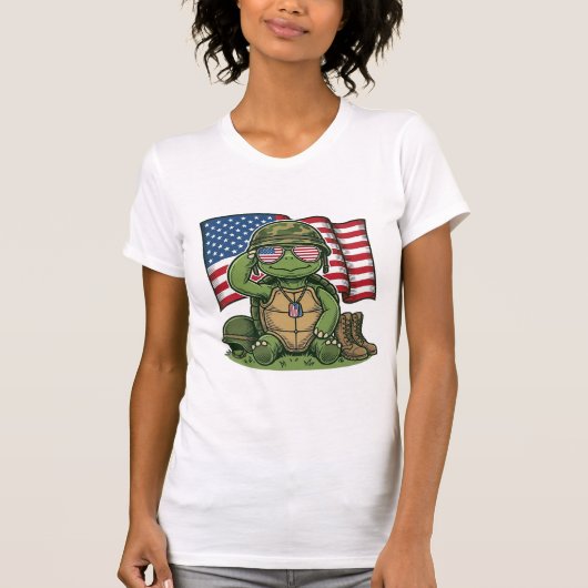 Patriottische Turtle Salute Vector Design_1 T-shirt (Voorkant)