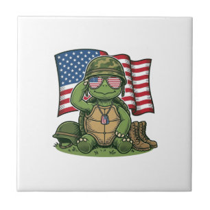 Patriottische Turtle Salute Vector Design_1 Tegeltje