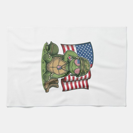Patriottische Turtle Salute Vector Design_1 Theedoek (Horizontaal)