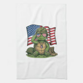 Patriottische Turtle Salute Vector Design_1 Theedoek (Verticaal)
