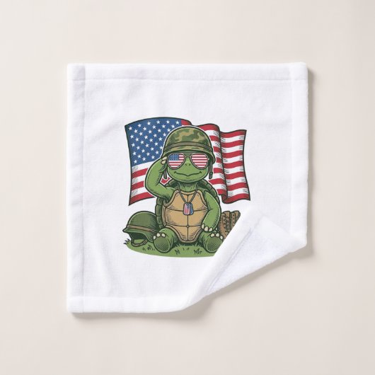 Patriottische Turtle Salute Vector Design_1 Washandje (Wasdoekje)