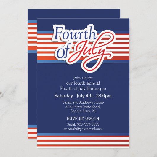 Patriottische typografie 4e juli kaart (Voorkant / Achterkant)