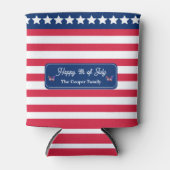 Patriottische U.S. Vlag Gelukkig 4th van Juli Fami Blikjeskoeler (Voorkant)