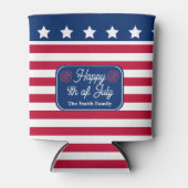 Patriottische U.S. Vlag Gelukkig 4th van Juli Fami Blikjeskoeler (Voorkant)