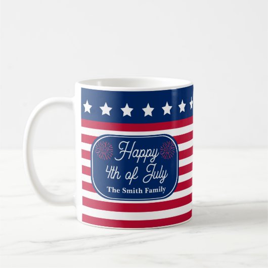 Patriottische U.S. Vlag Gelukkig 4th van Juli Fami Koffiemok (Links)
