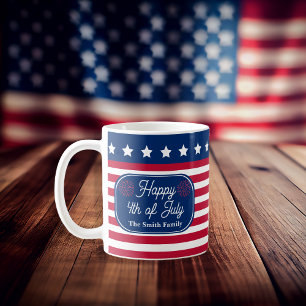 Patriottische U.S. Vlag Gelukkig 4th van Juli Fami Koffiemok