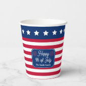 Patriottische U.S. Vlag Gelukkig 4th van Juli Fami Papieren Bekers (Achterkant)