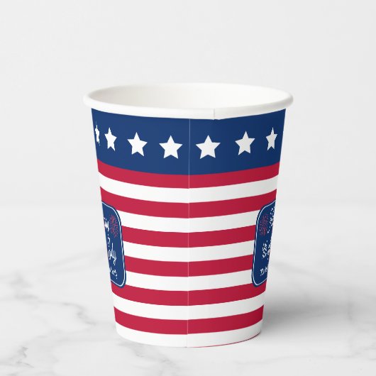 Patriottische U.S. Vlag Gelukkig 4th van Juli Fami Papieren Bekers (Rechts)