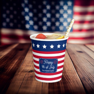 Patriottische U.S. Vlag Gelukkig 4th van Juli Fami Papieren Bekers
